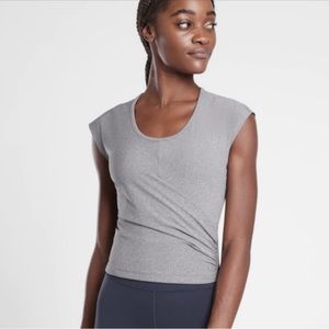 Athleta Bayview faux wrap gray top